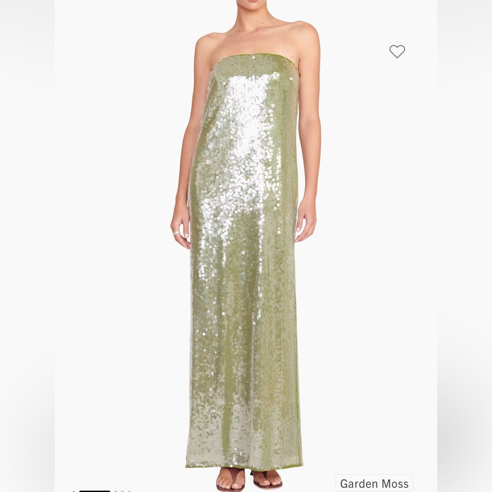 NEW WITH TAGS Staud Casey sequined strapless gown in sea moss size 00